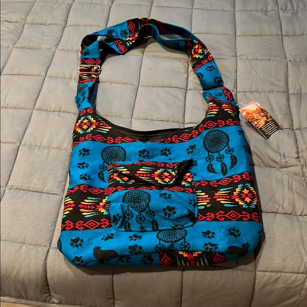 Blue Patterned Shoulder Bag nwt beautiful